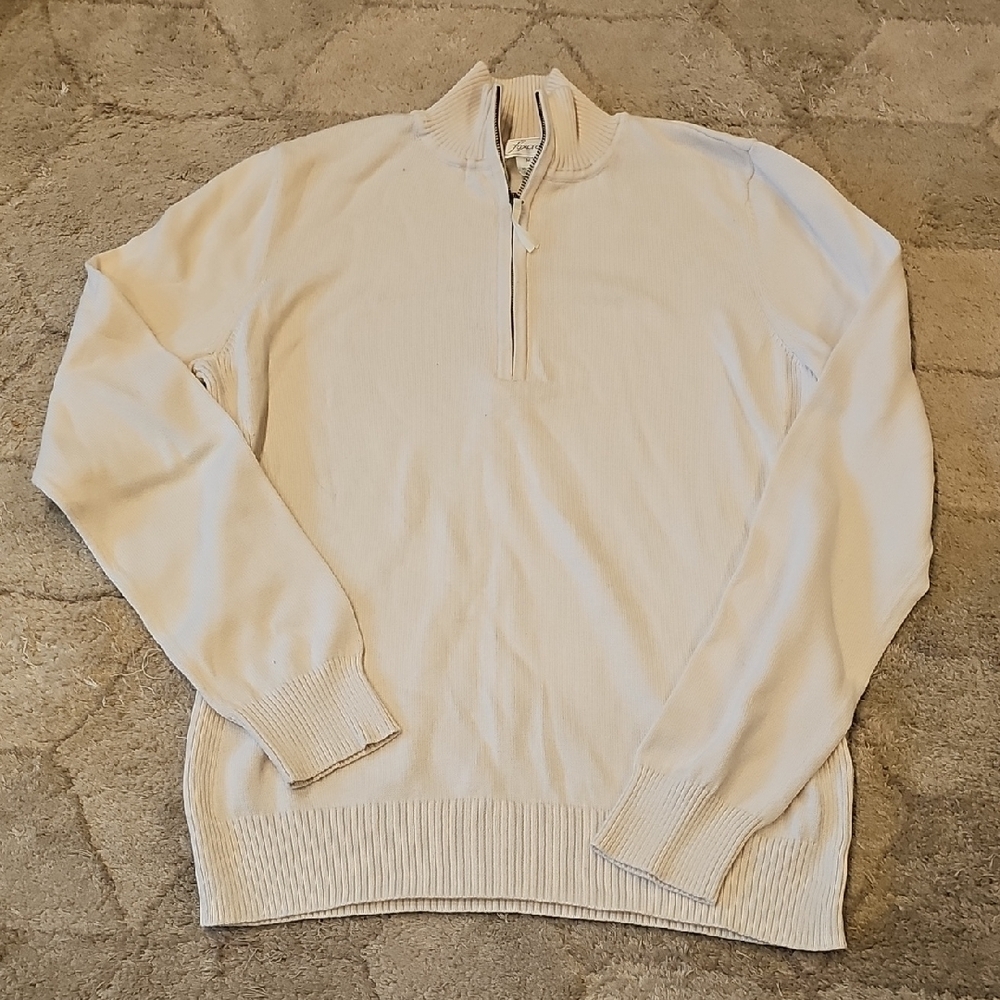 Nwot Foxcroft Men's Zip Up Sweater - Cream